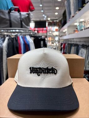Von Dutch Two-Tone Embroidered Trucker Cap - Beige & Black